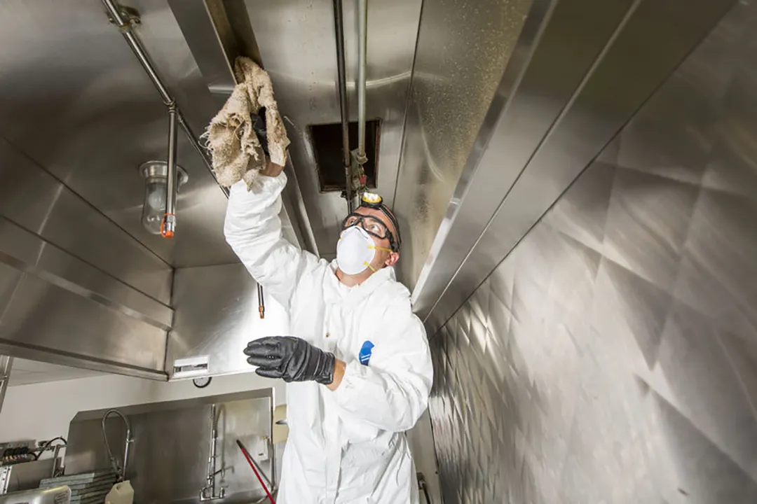 Before and after exhaust hood cleaning results